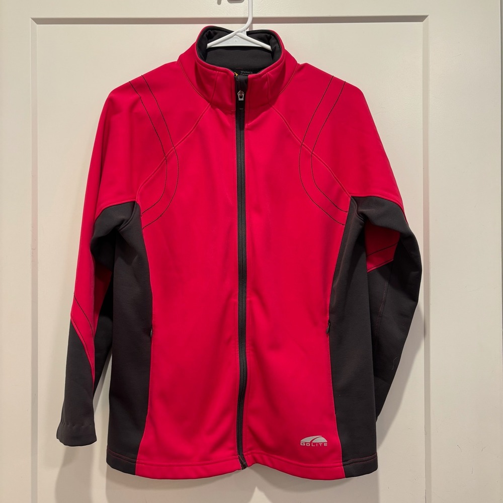 GoLite Womens‎ Softshell Jacket Pink Gray Full Zip Fleece Lined Outdoor Small